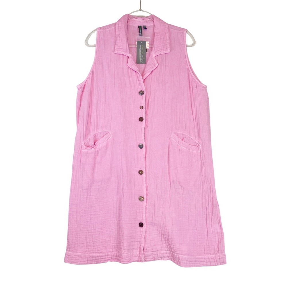 Shannon Passero Calliope Dress Women MEDIUM Blushing Pink Gauze Lagenlook COllar